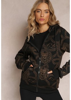 Czarna Bluza z Nadrukiem i Kapturem Lophia ze sklepu Renee odzież w kategorii Bluzy damskie - zdjęcie 162514692