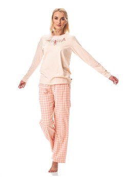 Piżama damska w pastelowo brzoskwiniowym kolorze - S ze sklepu PH KEY Sp. z o.o.  w kategorii Piżamy damskie - zdjęcie 162530171