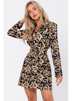 Sukienka żakietowa z nadrukiem M750/1, Kolor czarno-beżowy, Rozmiar L, MOE ze sklepu Primodo w kategorii Sukienki - zdjęcie 162533003