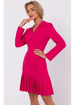 Sukienka z plisowanym dołem różowa M752, Kolor różowy, Rozmiar L, MOE ze sklepu Primodo w kategorii Sukienki - zdjęcie 162533030