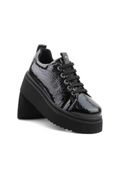 Sneakersy damskie na platformie - VENEZIA D23KA3360, czarne ze sklepu ulubioneobuwie w kategorii Półbuty damskie - zdjęcie 162540770