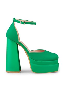 Zielone sandały na wysokim słupku Libby ze sklepu ButyModne.pl w kategorii Czółenka - zdjęcie 162546000