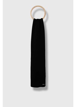 Calvin Klein szalik wełniany kolor czarny gładki ze sklepu ANSWEAR.com w kategorii Szaliki męskie - zdjęcie 162576552