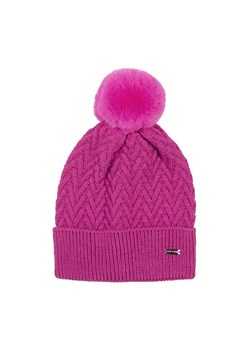 Damska czapka o splocie w jodełkę różowa ze sklepu WITTCHEN w kategorii Czapki zimowe damskie - zdjęcie 162580912
