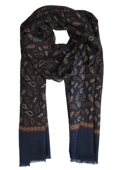 Szalik Elegancki Przejściowy, Cienki, Granatowo-Brązowy w Paisley -V.Fraas SZAAKR1190 ze sklepu JegoSzafa.pl w kategorii Szaliki męskie - zdjęcie 162581550