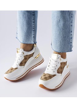 Białe sneakersy na koturnie z printem Rouxi ze sklepu gemre w kategorii Buty sportowe damskie - zdjęcie 162632694