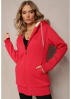 Czerwona Bluza ze Sztucznym Futerkiem i Kapturem oraz Kieszeniami Creactia ze sklepu Renee odzież w kategorii Bluzy damskie - zdjęcie 162637042