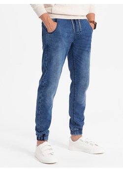 Spodnie męskie jeansowe joggery - jasnoniebieskie OM-PADJ-0106 ze sklepu ombre w kategorii Jeansy męskie - zdjęcie 162637981