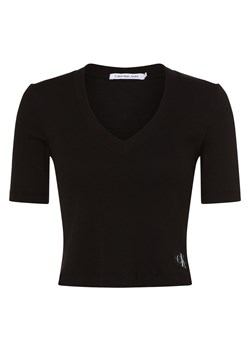 Calvin Klein Jeans T-shirt damski Kobiety Bawełna czarny jednolity ze sklepu vangraaf w kategorii Bluzki damskie - zdjęcie 162638162