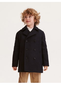 Reserved - Ocieplany płaszcz z wełną - granatowy ze sklepu Reserved w kategorii Kurtki chłopięce - zdjęcie 162638253