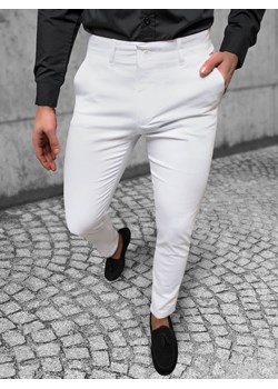 Spodnie męskie chino materiałowe białe OZONEE O/1000 ze sklepu ozonee.pl w kategorii Spodnie męskie - zdjęcie 162639072