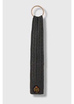 Lauren Ralph Lauren szalik z domieszką wełny kolor szary z aplikacją ze sklepu ANSWEAR.com w kategorii Szaliki i chusty damskie - zdjęcie 162640360