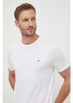 Gant t-shirt bawełniany kolor biały gładki ze sklepu ANSWEAR.com w kategorii T-shirty męskie - zdjęcie 162688651