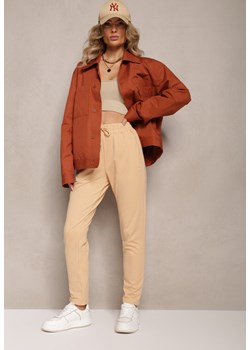 Beżowe Spodnie Dresowe z Bawełny Steviana ze sklepu Renee odzież w kategorii Spodnie damskie - zdjęcie 162705293