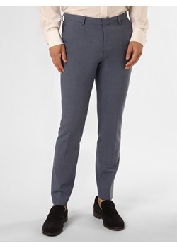 HUGO Męskie spodnie od garnituru modułowego Mężczyźni Super Slim Fit wełna ze strzyży niebieski wypukły wzór tkaniny ze sklepu vangraaf w kategorii Spodnie męskie - zdjęcie 162706583