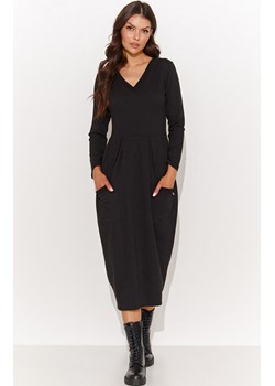 Casualowa sukienka z dzianiny dresowej czarna NU454, Kolor czarny, Rozmiar S, NUMINOU ze sklepu Primodo w kategorii Sukienki - zdjęcie 162712340