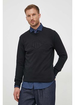 Gant bluza bawełniana męska kolor czarny z aplikacją ze sklepu ANSWEAR.com w kategorii Bluzy męskie - zdjęcie 162720880