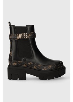 Guess sztyblety YELMA damskie kolor czarny na platformie FL8YEA FAL10 ze sklepu ANSWEAR.com w kategorii Botki - zdjęcie 162721080