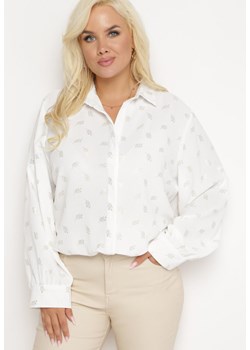 Biała Koszula w Drobny Błyszczący Print Zapinana na Guziki Weminera ze sklepu Born2be Odzież w kategorii Koszule damskie - zdjęcie 162725584