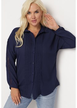 Granatowa Koszula z Delikatnymi Plisami z Przodu Anasesene ze sklepu Born2be Odzież w kategorii Koszule damskie - zdjęcie 162725620