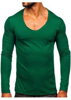 Longsleeve męski bez nadruku zielony Denley 547 ze sklepu Denley w kategorii T-shirty męskie - zdjęcie 162731242
