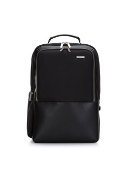 Męski plecak na laptopa 15,6” dwukomorowy z błyszczącym suwakiem czarny ze sklepu WITTCHEN w kategorii Plecaki - zdjęcie 162732670