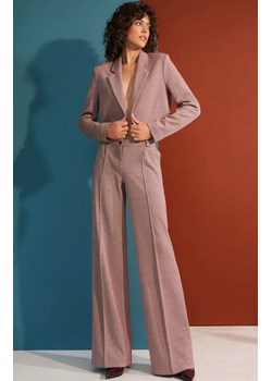 Spodnie wide leg w bordową jodełkę SD82, Kolor bordowy, Rozmiar 38, Nife ze sklepu Primodo w kategorii Spodnie damskie - zdjęcie 162735682