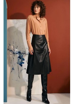 Czarna trapezowa spódnica z ecoskóry SP73, Kolor czarny, Rozmiar 38, Nife ze sklepu Primodo w kategorii Spódnice - zdjęcie 162735692