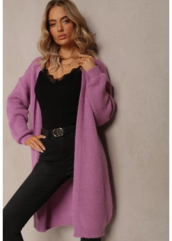 Fioletowy Kardigan Oversize w Prążki Vertona ze sklepu Renee odzież w kategorii Swetry damskie - zdjęcie 162740283