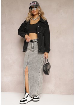 Szara Spódnica Jeansowa Maxi z Paskiem Mullese ze sklepu Renee odzież w kategorii Spódnice - zdjęcie 162740514