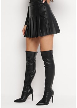 Czarna Plisowana Spódnica Mini z Ekoskóry z Suwakiem Janeluis ze sklepu Born2be Odzież w kategorii Spódnice - zdjęcie 162741762