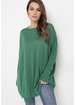 Zielony Sweter Oversize z Metaliczną Nitką Herfela ze sklepu Born2be Odzież w kategorii Swetry damskie - zdjęcie 162742001