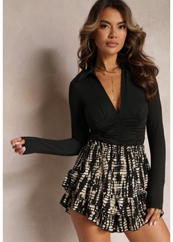 Czarne Szorty Imitujące Spódnicę z Falbankami Hafina ze sklepu Renee odzież w kategorii Szorty - zdjęcie 162747683