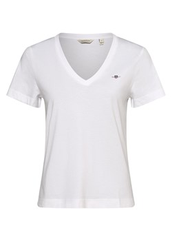 Gant T-shirt damski Kobiety Dżersej biały jednolity ze sklepu vangraaf w kategorii Bluzki damskie - zdjęcie 162753882