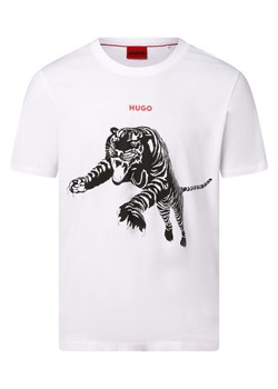 HUGO T-shirt męski Mężczyźni Bawełna biały nadruk ze sklepu vangraaf w kategorii T-shirty męskie - zdjęcie 162753911