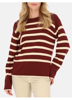 Miękki bordowo-biały sweter w paski z dekoltem w łódkę Red Button Sweet ze sklepu Eye For Fashion w kategorii Swetry damskie - zdjęcie 162755764