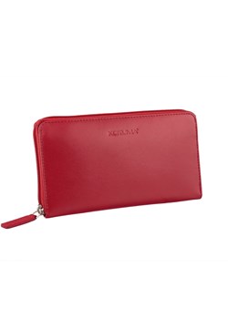 Skórzany portfel damski zapinany na zamek z ochroną RFID  (Czerwony) ze sklepu Koruma ID Protection w kategorii Portfele damskie - zdjęcie 162782873