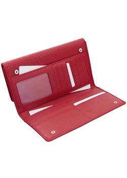 Skórzany portfel damski  na karty z ochroną RFID i miejscem na smartfon (Czerwony) ze sklepu Koruma ID Protection w kategorii Portfele damskie - zdjęcie 162783133