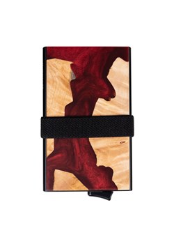 Aluminiowy portfel z wysuwanymi kartami i ochroną kart zbliżeniowych (drewno + czerwona żywica) ze sklepu Koruma ID Protection w kategorii Portfele męskie - zdjęcie 162783204