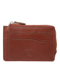 Mały skórzany portfel na karty zamykany na zamek (Brązowy) ze sklepu Koruma ID Protection w kategorii Portfele męskie - zdjęcie 162783242