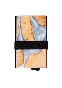 Aluminiowy portfel z wysuwanymi kartami i ochroną kart zbliżeniowych (drewno + biała żywica) ze sklepu Koruma ID Protection w kategorii Portfele męskie - zdjęcie 162783264