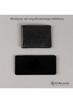 Super cienki portfel męski skórzany typu SLIM (Czarny, Croco) ze sklepu Koruma ID Protection w kategorii Portfele męskie - zdjęcie 162783640