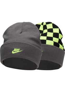 Dwustronna czapka dziecięca z szerokim mankietem i uśmiechniętą buźką Nike Peak - Szary ze sklepu Nike poland w kategorii Czapki dziecięce - zdjęcie 162784253