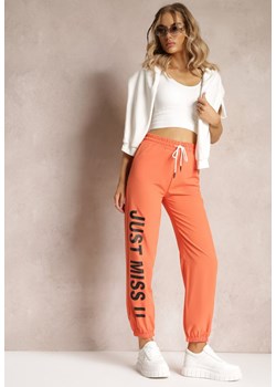 Pomarańczowe Dresowe Spodnie z Dużym Napisem z Boku Nogawki Karına ze sklepu Renee odzież w kategorii Spodnie damskie - zdjęcie 162791413