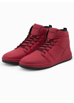 Buty męskie ocieplane sneakersy za kostkę - czerwone V1 OM-FOSH-0123 ze sklepu ombre w kategorii Buty sportowe męskie - zdjęcie 162798354