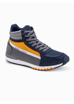 Buty męskie sneakersy za kostkę - granatowo-żółte V2 T358 ze sklepu ombre w kategorii Buty sportowe męskie - zdjęcie 162798370