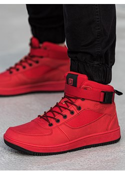 Buty męskie sneakersy za kostkę - czerwone V2 T317 ze sklepu ombre w kategorii Buty sportowe męskie - zdjęcie 162798393