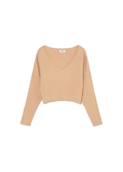 Cropp - Beżowy sweter w prążki - beżowy ze sklepu Cropp w kategorii Swetry damskie - zdjęcie 162805371