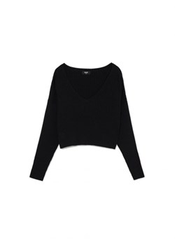 Cropp - Czarny sweter w prążki - czarny ze sklepu Cropp w kategorii Swetry damskie - zdjęcie 162805372