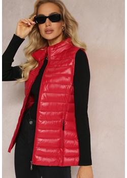Czerwona Kamizelka Pikowana z Zasuwanymi Kieszeniami Harcora ze sklepu Renee odzież w kategorii Kamizelki damskie - zdjęcie 162805682